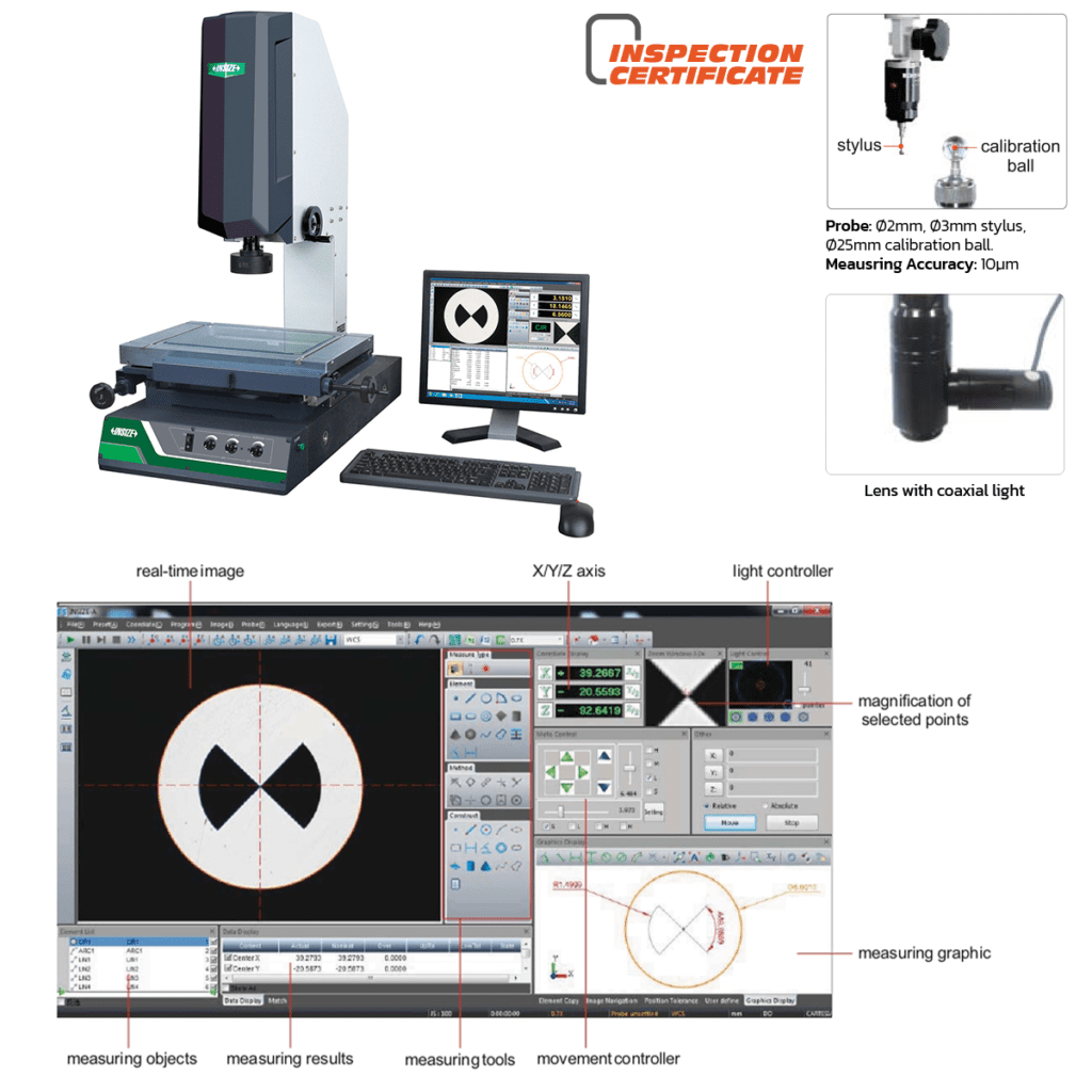 กล้องวัดขนาดชิ้นงาน (VMM) Vision Measuring กล้องวัดที่ซูมถึง 195x